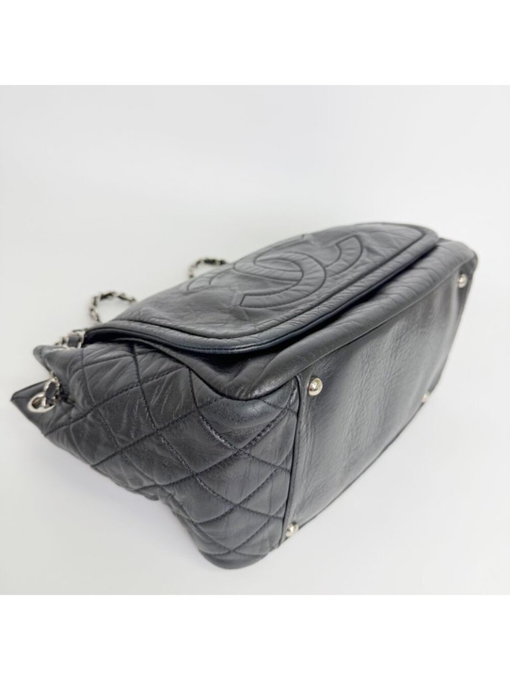 Chanel CC Logo Chain Shoulder Bag Leather Black Silver Vintage - Picture 10 of 16